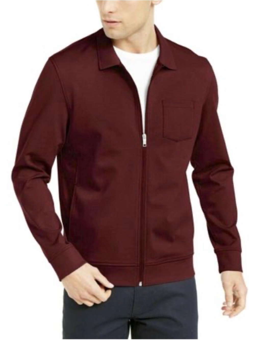 Alfani‎ Men's Knit Shirt Jacket Maroon Size Large